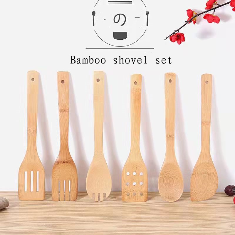 8 In 1 Eco Friendly Bamboo Kitchen Utensil Set Tool Kitchenware Bamboo Utensil Holder Included 9573