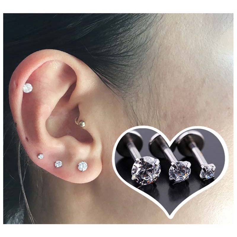 1pcs Internal Thread Labret Lip Stud Ear Tragus Helix Piercing Earings