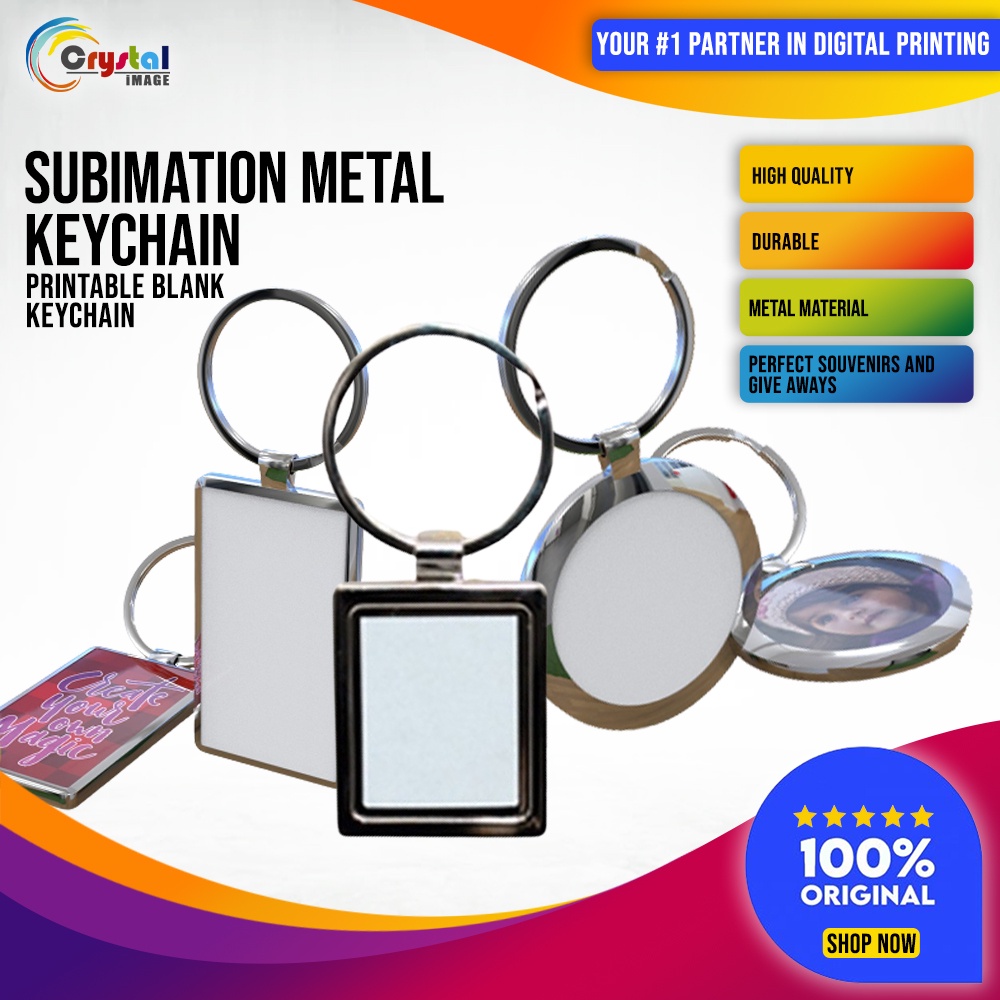 Sublimation Metal Keychain Printable Blank Keychain ( Rectangle | Round ...