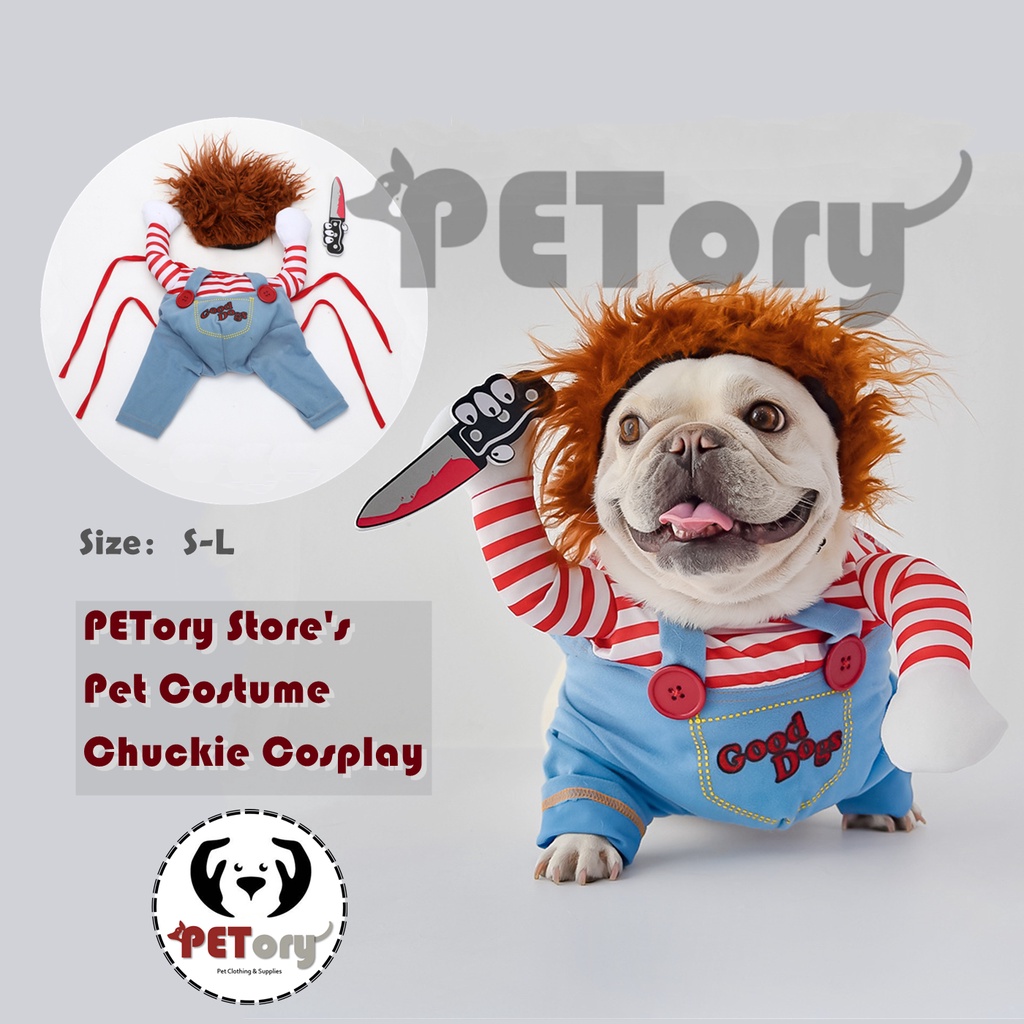 PETory Chuckie Cosplay Costume Pet Dog Cat Funny Outfit Transformation Clothes Set Spoof Halloween #1