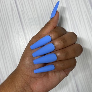 24pcs Matte Fake Nails With Glue Baby Blue Press On Nails Coffin Press Long Nails Cute Glue On Nails Shopee Philippines