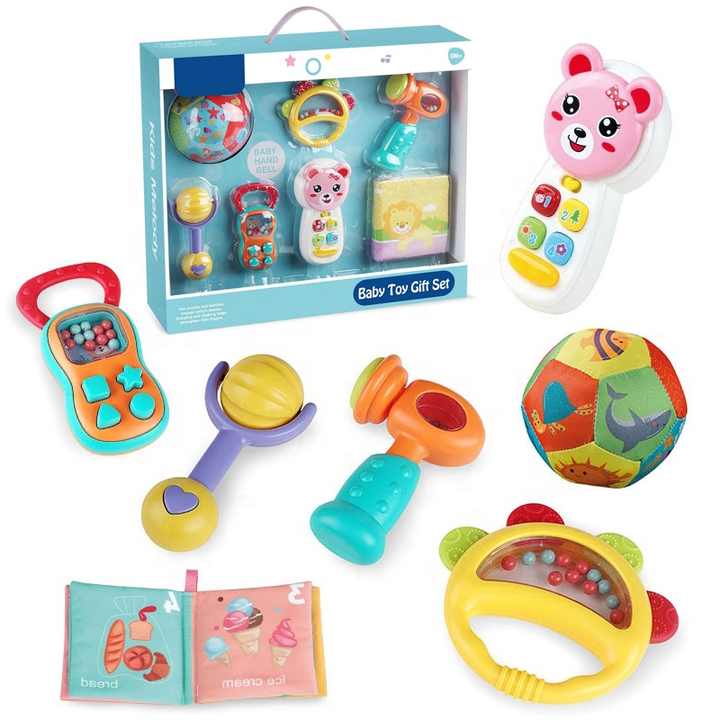 Kids Melody 7pcs Gift Set Baby Silicone Rattle Toys and Teether Set
