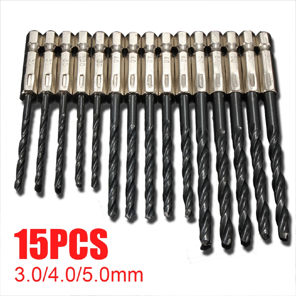 【Original】15 X 3/4/5mm 1/4'' HSS Jobber Drill Bit Set Titanium Coated