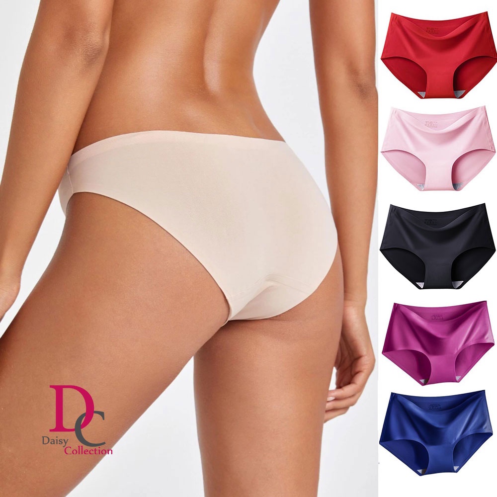 Dc Real Ice Silk Panty Whemmed Women Seamless Underwear Color Panties Breathable Mid Rise Panty 4337