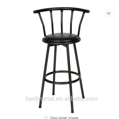 Bar Stool Crown Back Black Metal Bar With Black Synthetic Leather Shopee Philippines