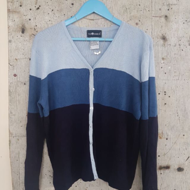 blue cardigan