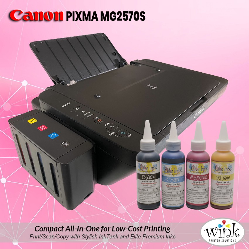 Canon MG2570s 3in1 Printer with CISS and Elite Premium Dye Inks