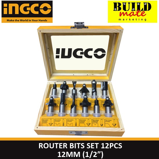 INGCO Router Bits SET 12pcs 12mm 1 2 AKRT12121 Shopee Philippines