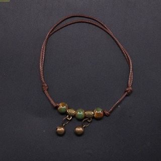 Retro Jingdezhen Charm Art Bracelet Weave Rope Ceramic Beads Anklet 
