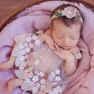SOME Newborn Photography Props Clothing Baby Lace Embroidery Perspective Skirt Dress Infants Photo Shooting Clothes Costume