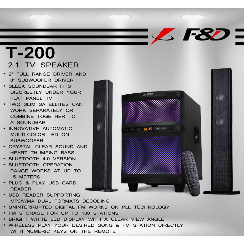 f&d t200x bluetooth 2.1 speaker