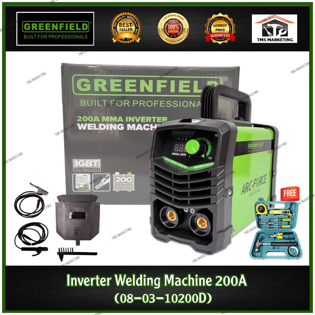 GREENFIELD 200Amp MMA Inverter Welding Machine IGBT 080310200D Free