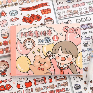 50 Sheets Sticker Cute Handbook Stickers For Notebook Set Combination Cartoon DIY Net Red Ins Style Girls #7