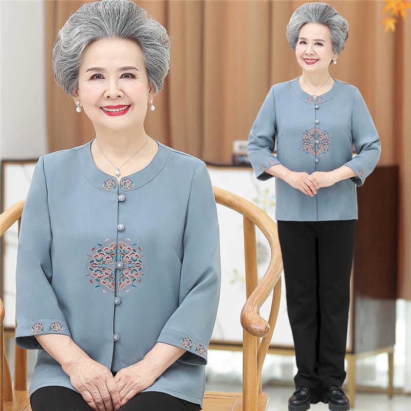 grandma outfit--Single piece/set senior citizen spring and summer clothes  grandma suit middle-sleeve | Shopee Philippines