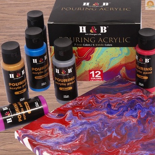 [MMOP] H&B 12 Colors Pouring Acrylic Paint Set 60ml/2 fl.oz Each Bottle Non Toxic Art Paints Supplies for Children Students Beginners Adults Artist Painter Painting on Canvas Paper #3