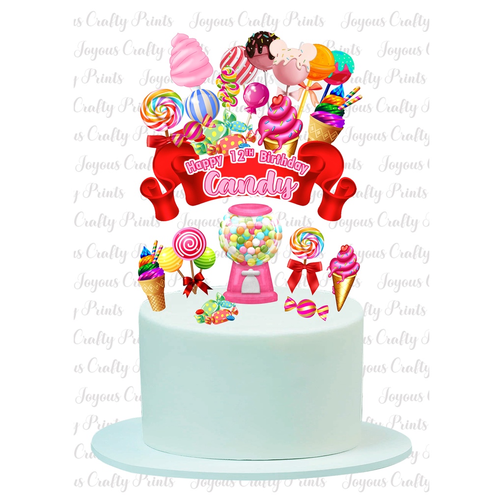 CANDYLAND CAKE TOPPER WITH NAME AND AGE Shopee Philippines