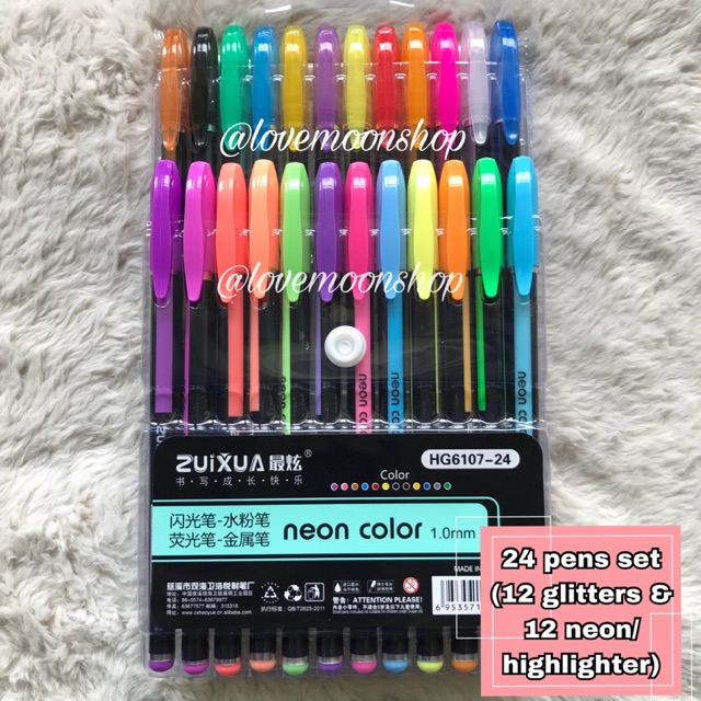 24 pcs. ZUIXUA Glitter and Highlighter Pens Shopee Philippines