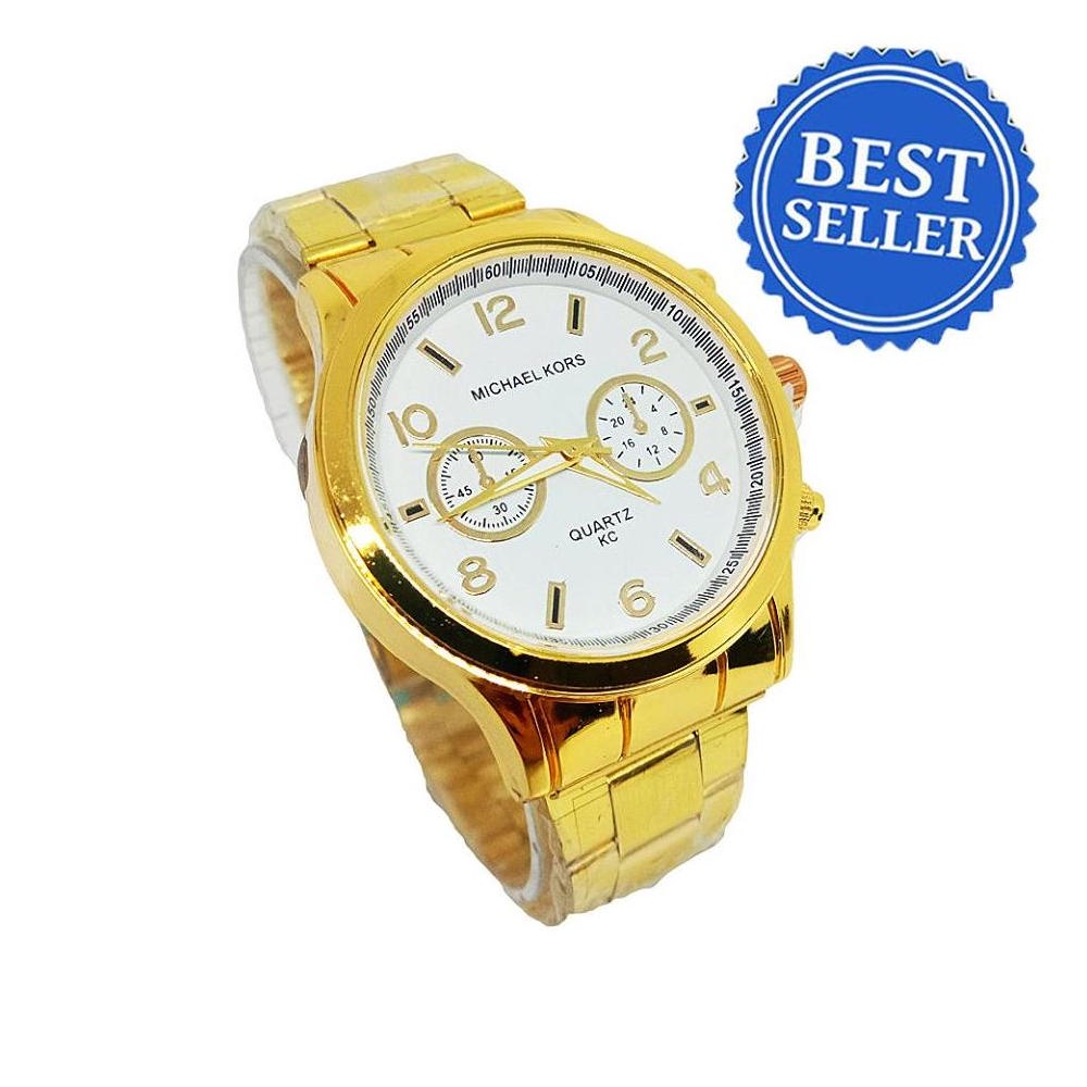 Michael Kors Chronograph White Dial Gold Watch For Men | Shopee Philippines