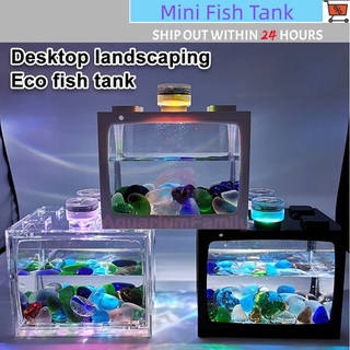 Fish Tank Betta Box Mini Aquarium Block Tank Betta Guppy Fish Tank Building Block