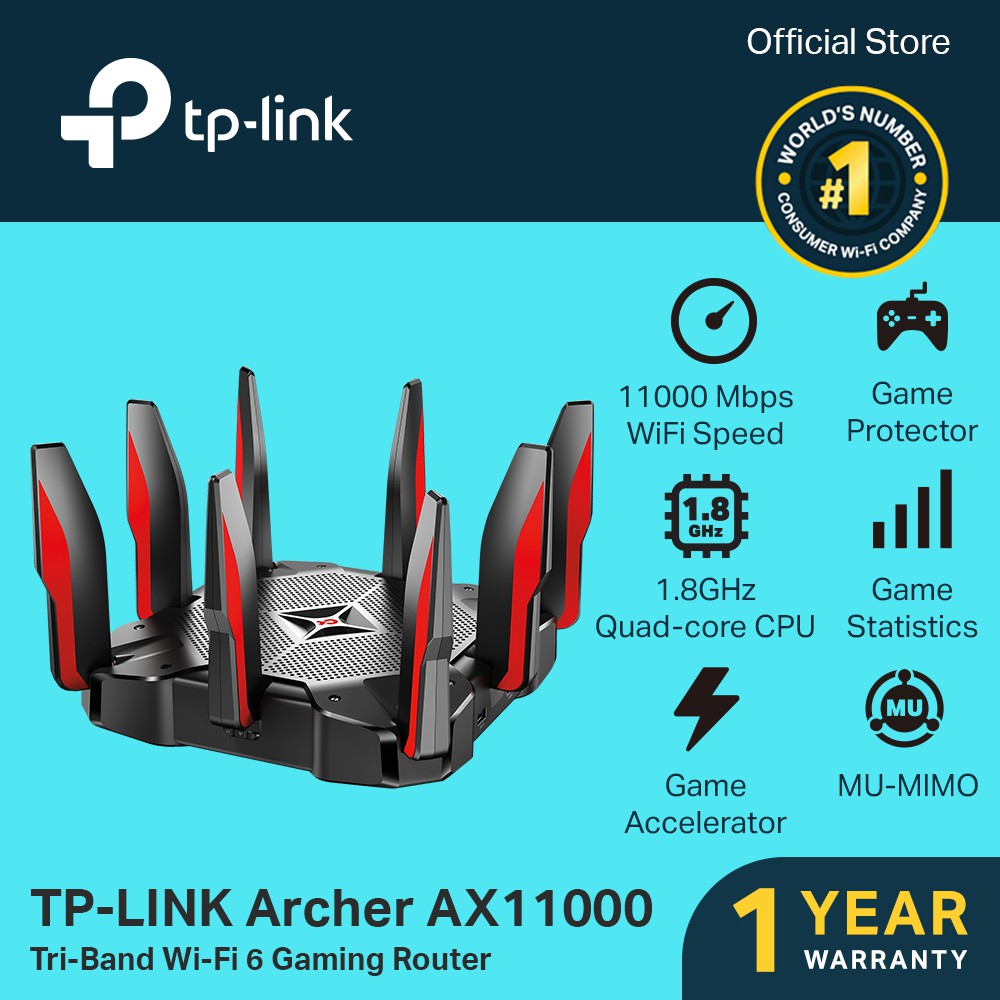 TPLink Archer AX11000 TriBand WiFi 6 Gaming Router 11G bps Combined