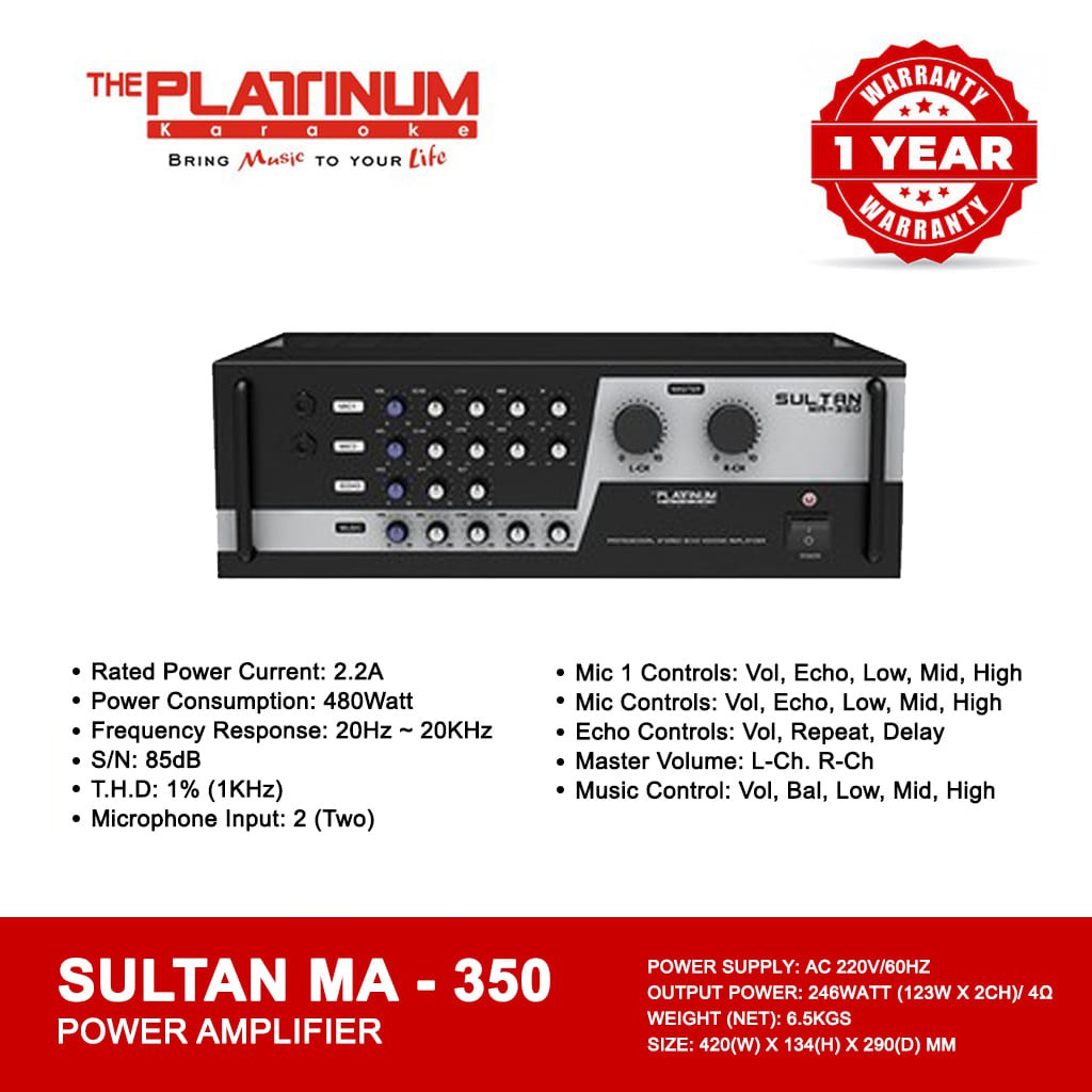 The Platinum Professional Amplifier Sultan MA350R Black. Shopee