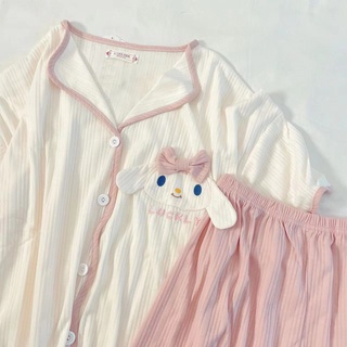 Japanese pajamas girl summer short-sleeved shorts cotton thin section ins cartoon cute big-eared dog