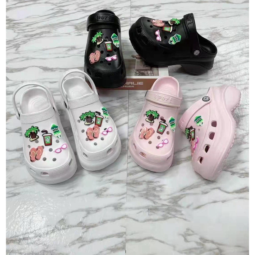 New CROCS women's platform sandals fashion high-heeled slippers with  jibbitz (Wholesale price sale) | Shopee Philippines