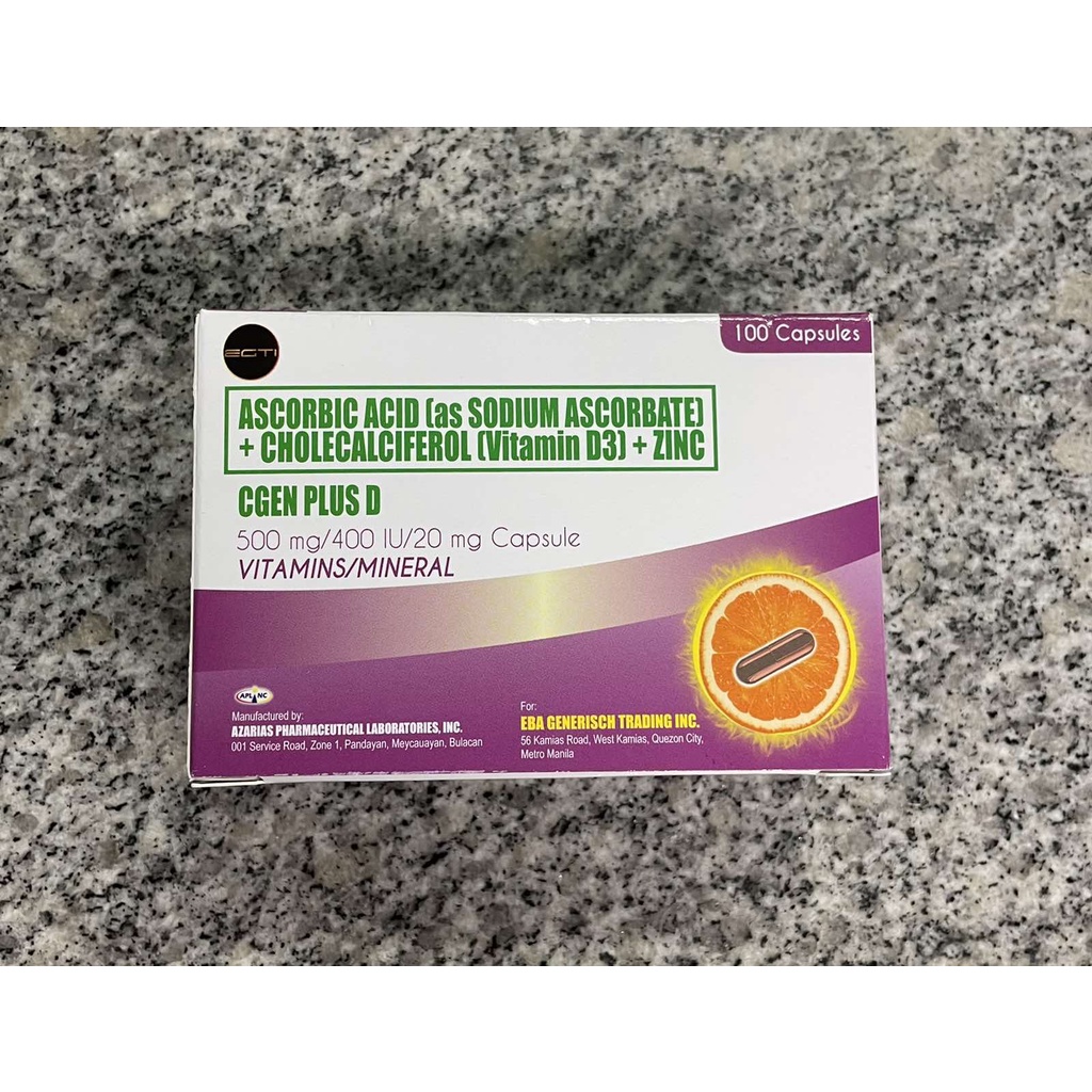 CGEN PLUS D Ascorbic Acid AS SODIUM ASCORBATE + Vitamin D3 + Zinc