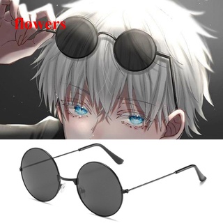 Flowers Anime Jujutsu Kaisen Gojo Satoru Cosplay Glasses Black Eyeglasses Round Frame Eyewear Party Costume Prop #1