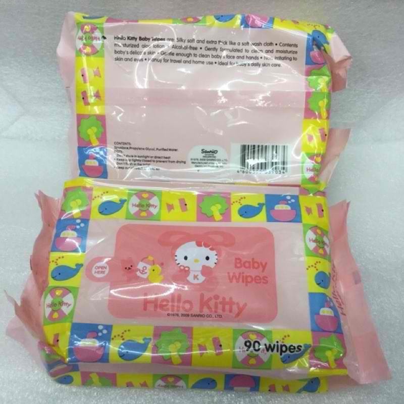 90 sheets Hello Kitty Baby Wipes Makeup remover wipes Large