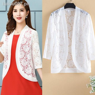 ready stock▲¤lace sunscreen women Short thin coat female mother dress lace shawl female spring and autumn summer plus size women s clothing outfit