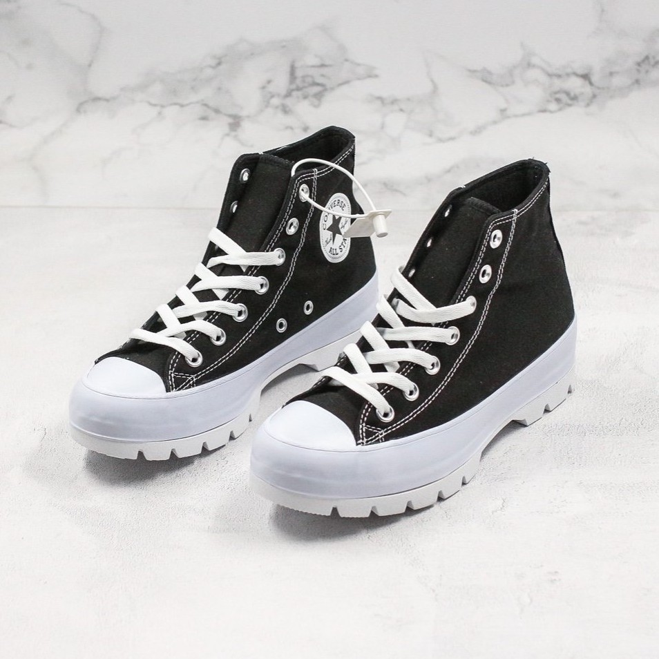 converse all star hi platform black satin