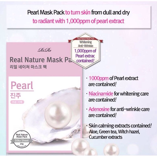 RiRe Real Nature Pearl Mask Pack | Shopee Philippines