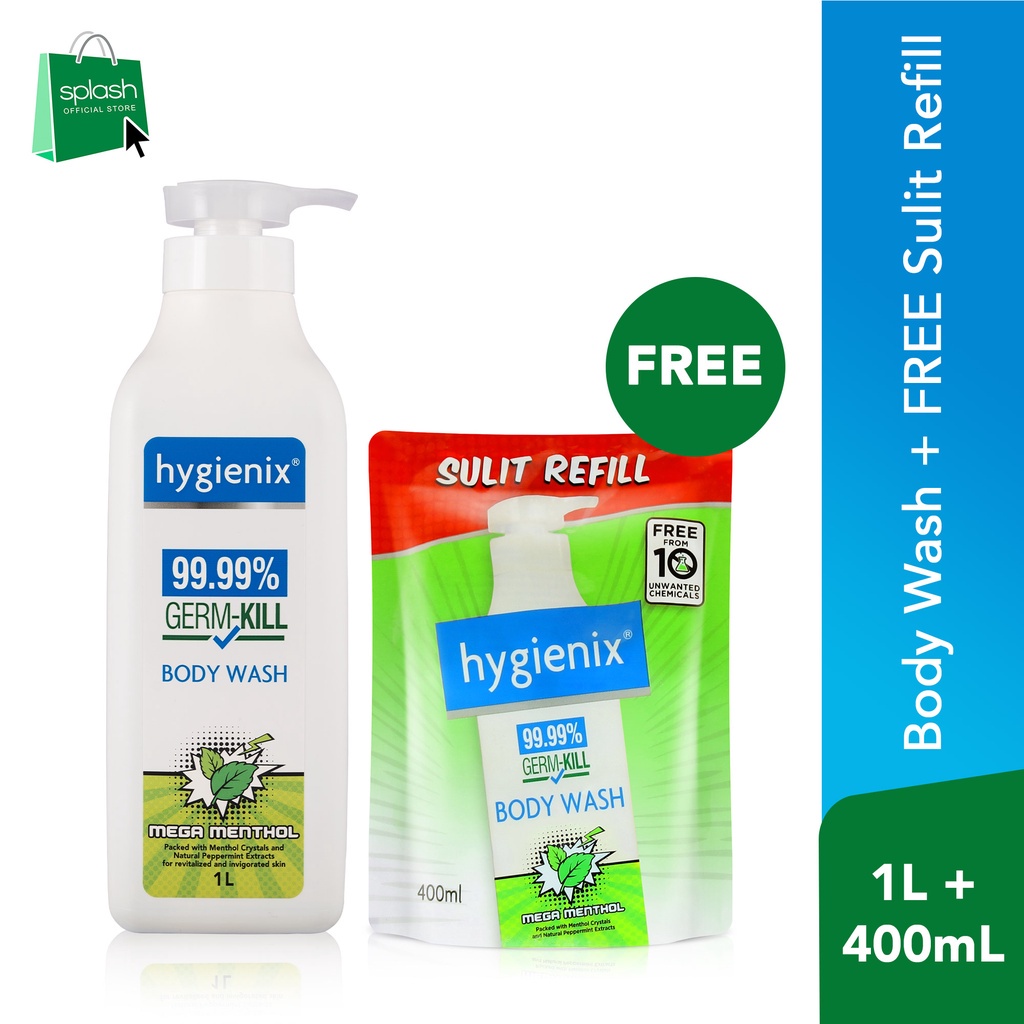 Hygienix Body Wash Mega Menthol 1 Liter + FREE Sulit Refill Menthol