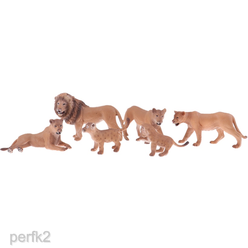6x Animal Toy, Mini Wild Plastic Animals Models Toys Kit LION Family