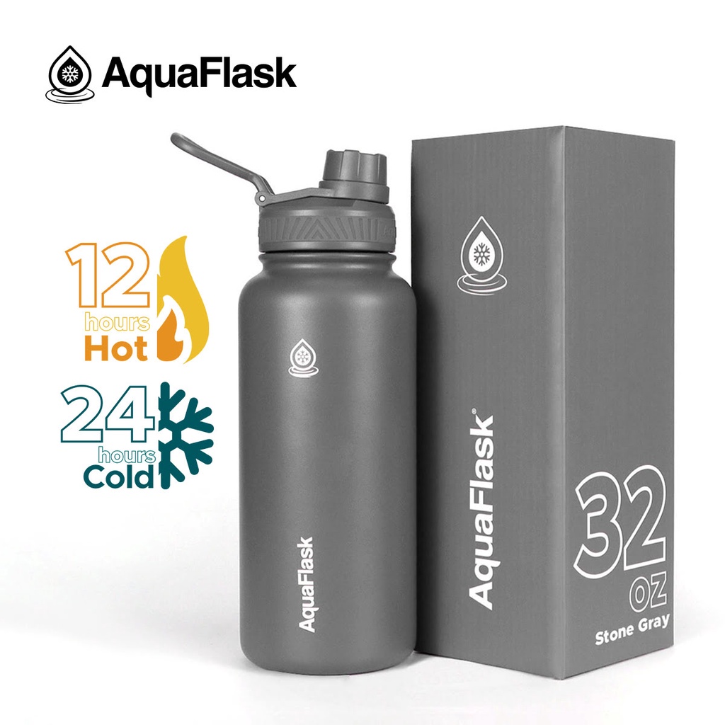 Aquaflask 32oz Wide Mouth with Cap Lid Vacuum Insulated Drinking Water ...