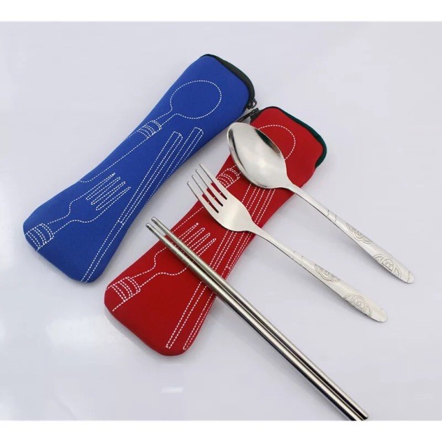 Spoon fork and chopsticks set with pouch Shopee Philippines