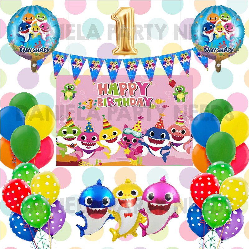 New Arrival Baby Shark Girl Party Theme Birthday Set Baby Shark Birthday Decoration Full Set Shopee Philippines