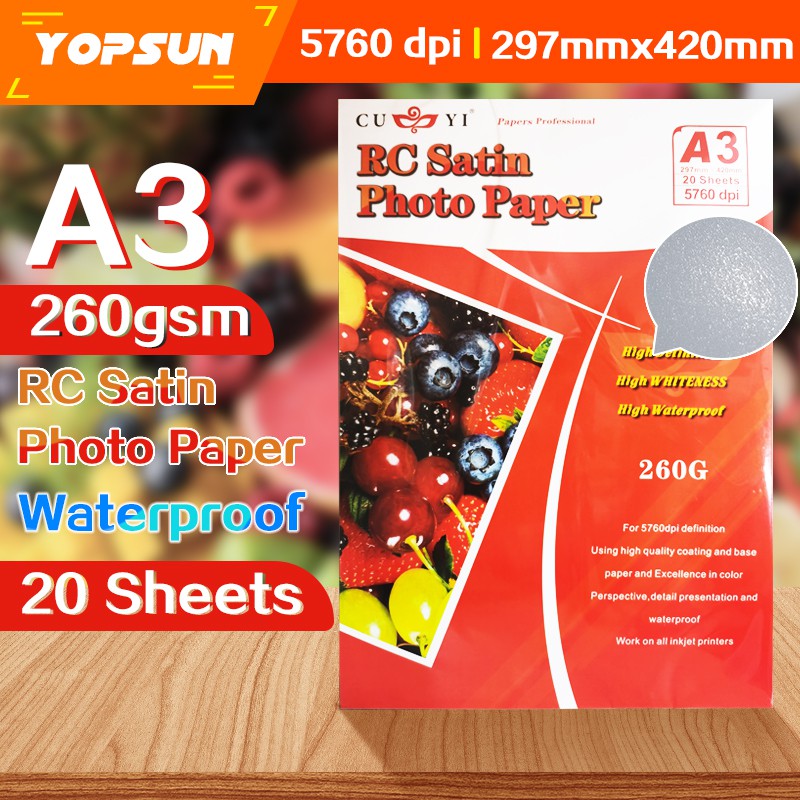 A3 Cuyi Rc Rough Satin Photo Paper 260gsm For Picture 20Sheets | Shopee ...