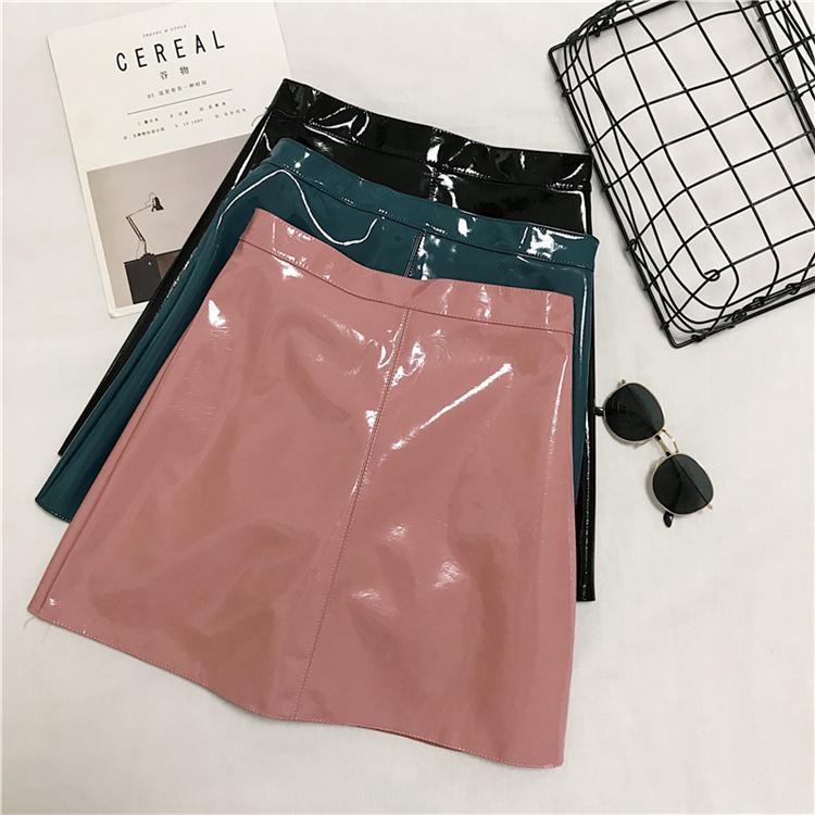 high waist patent leather skirt