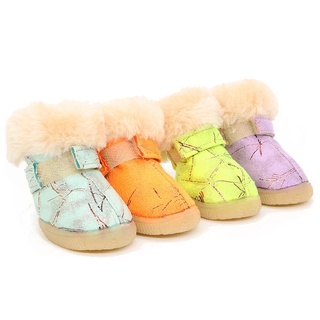 Thick Fur Pet Dog Shoes Winter Warm Small Dog Shoes Anti-slip Puppy Dog Snow Boots Pet Product