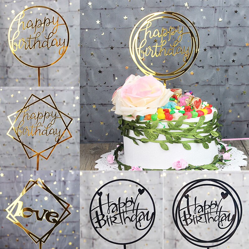 Happy Birthday Cake Topper Acrylic Letter Cake Toppers Party Supplies Happy Birthday Black Cake Shopee Philippines