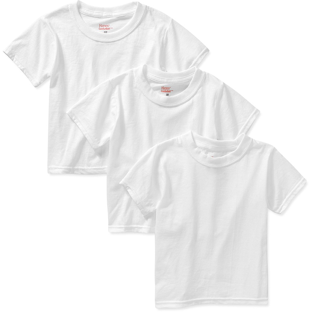 web opladning forseelser 3PCS Hanes Kids Plain White T-Shirt 100% Cotton | Shopee Philippines