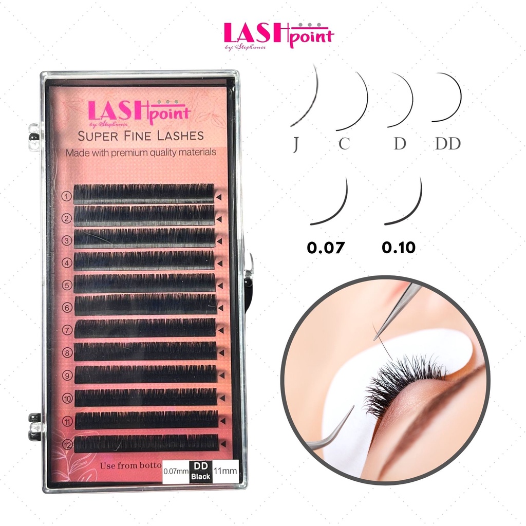 LASHPOINT DD, D, C, J curl Sable eyelash extensions (same softness with