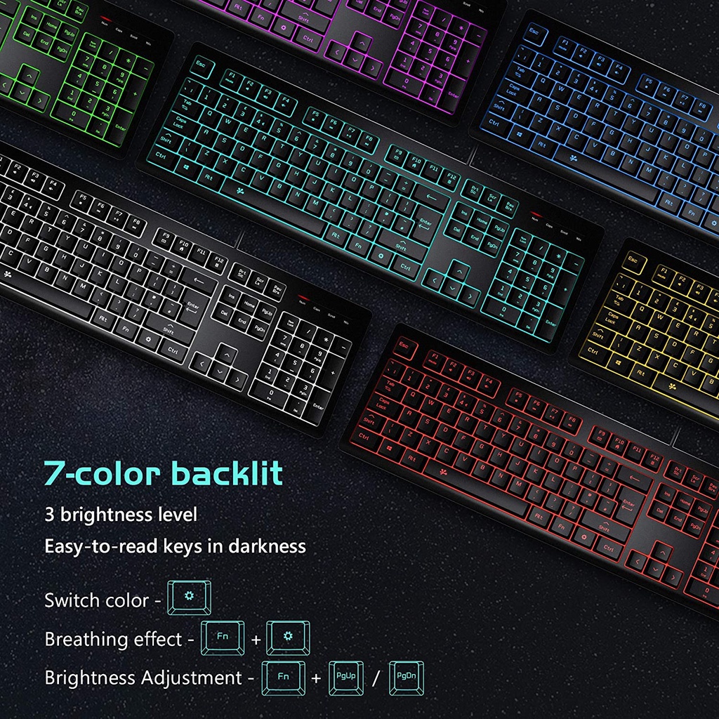 BFRIENDIT Backlit Computer Keyboard Wired UK Qwerty Layout, USB Light