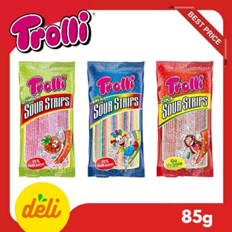 Trolli Sour Strips Strawberry/Cola/Mix gummy 85 grams Shopee Philippines