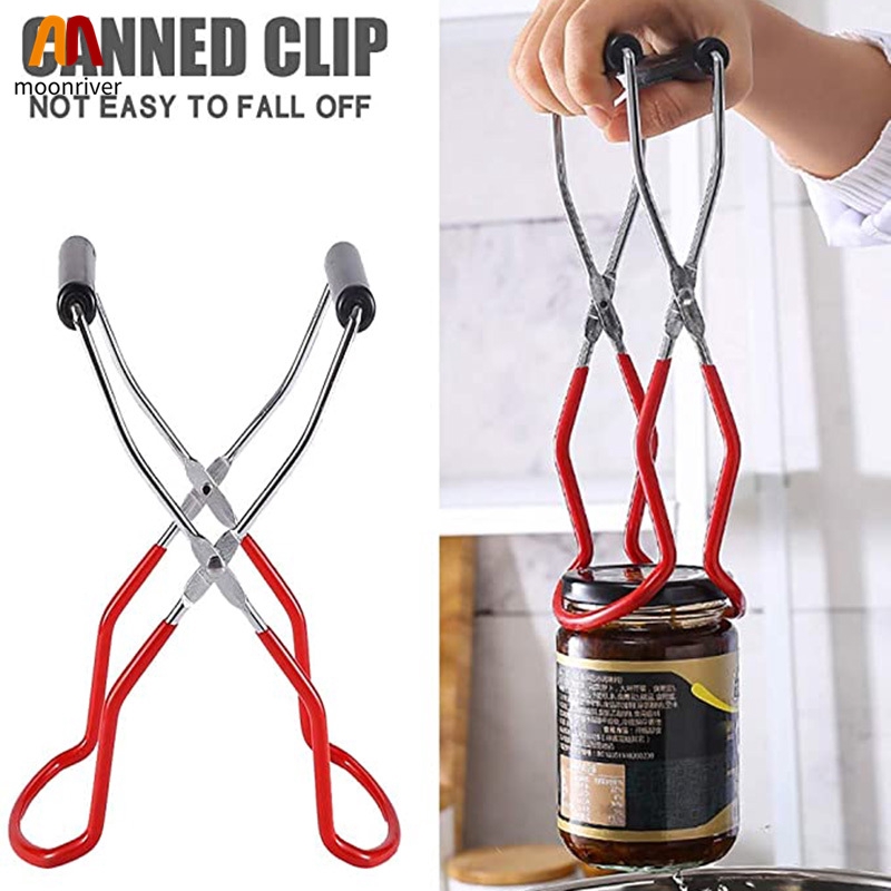Canning Tongs Sturdy Canning Supplies with Rubber Grip and Silicone Covering Handle for Safe and Secure Grip 2 Pieces Non-slip Stainless Steel Canning Jar Lifter 