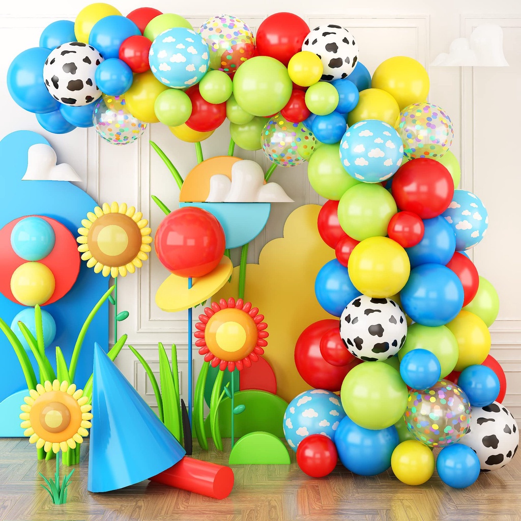 156pcs Farm Circus Rave Party Balloon Set Baby Shower Birthday Party ...