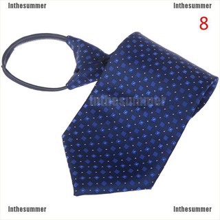 【COD√summer】 Lazy Men's Zipper Necktie Solid Striped Casual Business Wedding Zip Up Neck Ties #9