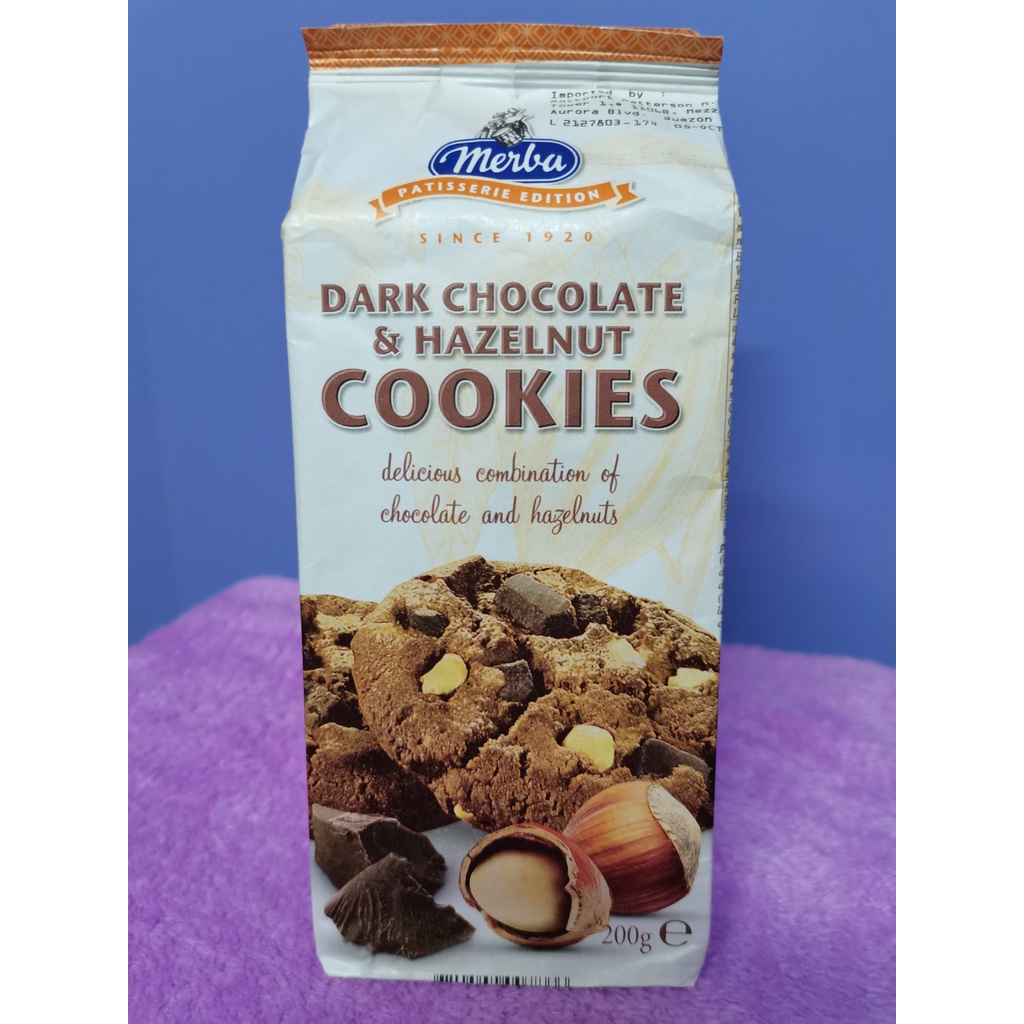 Merba Dark Chocolate & Hazelnut Cookies 200g | Shopee Philippines